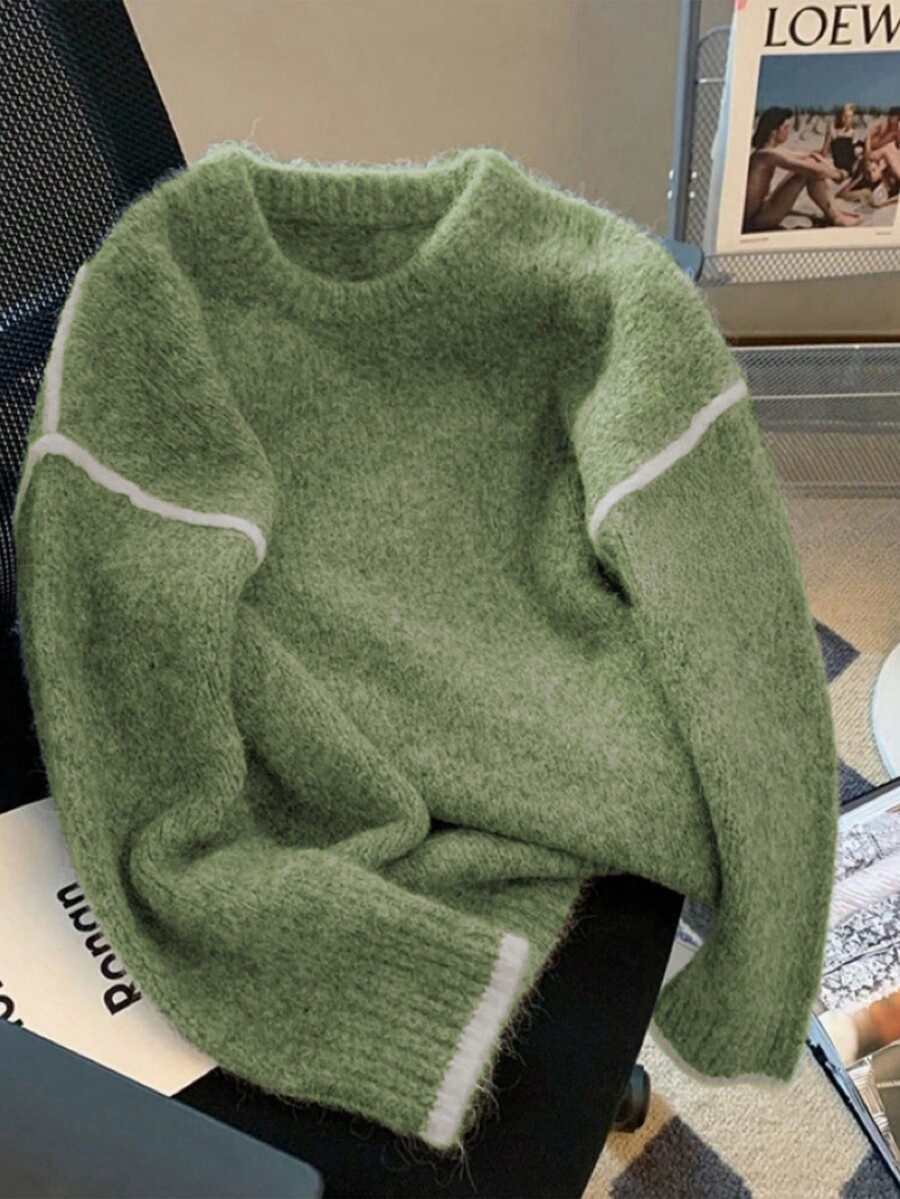 Resyla Retro Gray Sweater For Women, Soft & Loose Knit Top, New Arrival 2024 Autumn/Winter - Multicolor - View 1