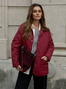 EMERY ROSE 女式撞色翻领长袖单排扣工装口袋休闲冬季夹克 女式冬装 冬季夹克 冬季外套 冬季外套女装 女式秋装 女式冬装 秋季服装 女式秋装 女式秋装 女式秋装 冬季连衣裙 女式冬季外套 女式秋装 - 酒紅色 - 查看 5