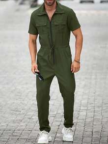 Manfinity CasualCool 男士翻蓋口袋束腰襯衫連身裝