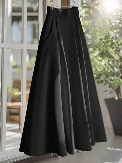 Franclia 新款高腰纯色显瘦优雅黄色女裙