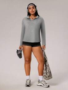Rhythm Era Sudadera deportiva versátil y casual para mujer de talla grande - Gris - Ver 4