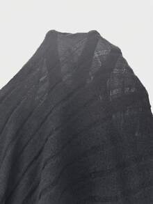 SHEIN PETITE Solid Ribbed Knit Bodycon Spring Women Dress - Dark Grey - View 7