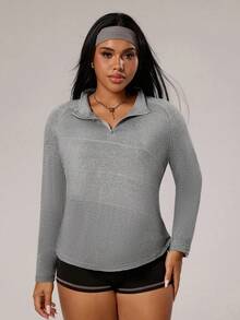 Rhythm Era Sudadera deportiva versátil y casual para mujer de talla grande - Gris - Ver 6