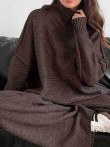 Cévolie 2pcs/Set Women Solid Color Stand Collar Long Sleeve Top And Long Pants Sweater Set