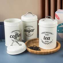 Tea Tin Can, Nordic Style Dried Fruit Snack, Milk Powder, Coffee Bean/Powder Airtight Storage Canister - Beige - View 7