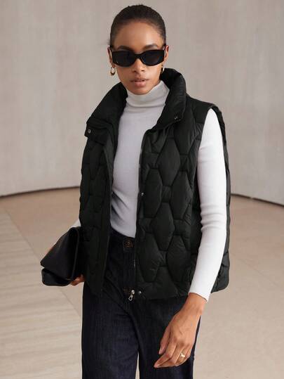 Aveloria Modichic Women's Quilted Lightweight Padded Vest, Short Style, New Arrival, Versatile, Autumn/Winter, Sleeveless, Fitted, Jacket