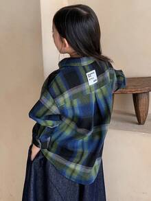 DAZY 女童翻领格子长袖梭织衬衫，秋季款 - 彩色 - 查看 2