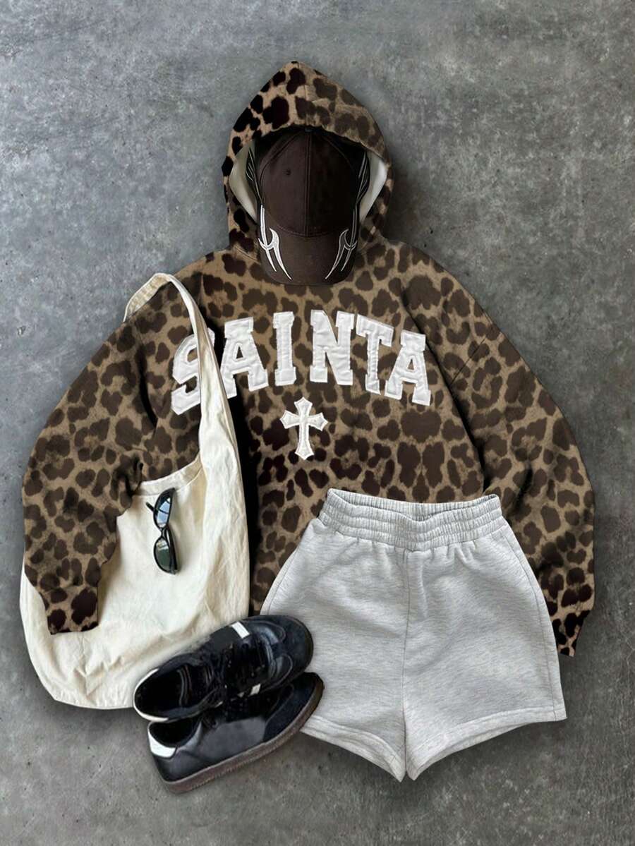 Glimmora Sweat-shirt-shirt léopard pour femmes, style de rue