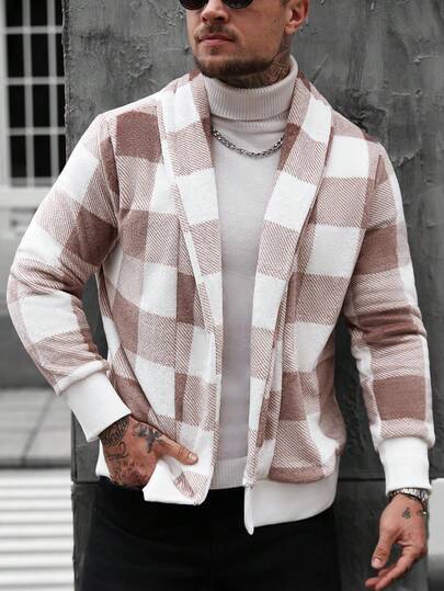 Manfinity CasualCool Termofodrad, avslappnad, rutig långärmad jacka för män, mångsidig och trendig