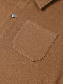 Manfinity Homme 男士长袖口袋拼接纯色休闲外出外套，适合秋冬季节，适合与朋友聚会。 - 咖啡棕 - 查看 5