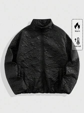 Street Life معطف شتوي رجالي ذو لون أحادي وملمس متناسق