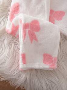 SHEIN Baby Mädchen Süß Lässig Flauschige Schleife Muster Langarm Pyjama Set