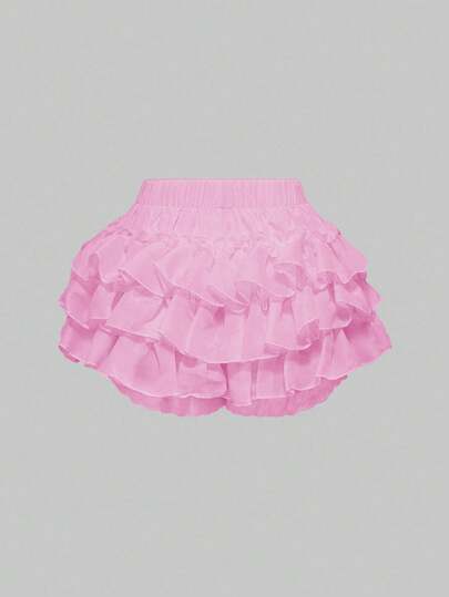 Kawaii Short à volants de couleur unie doux pour femmes, été