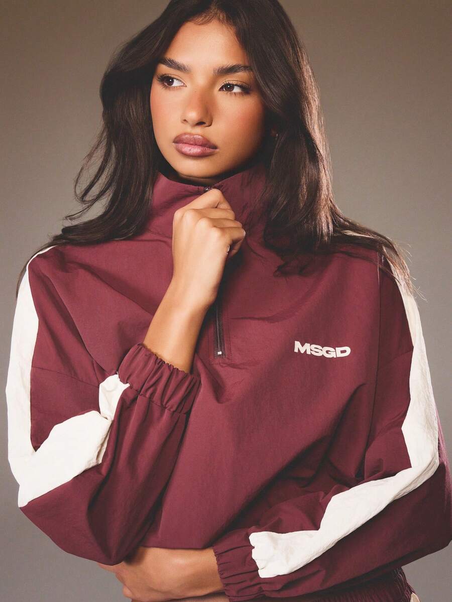 MISSGUIDED Half Zip Track Jacket With Contrast Panel Details For Casual Streetwear Christmas