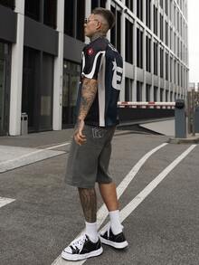 Artur Kramer 2025 Men's Fashion Letter And Racing Car Element V-Neck Short Sleeve T-Shirt, Versatile For Spring/Summer - Multicolor - View 4