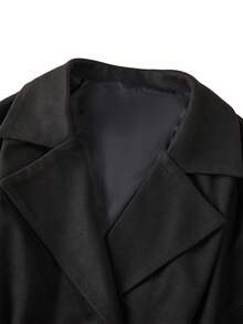 Franclia Blazer negro de doble botonadura con cinturón, silueta casual adelgazante, chaqueta versátil para ir al trabajo y uso diario - Negro - Ver 4