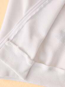 Blippi X SHEIN Young Girl Casual Cartoon Graphic Hooded Zip-Up Long Sleeve Knit White Sweatshirt - White - View 7