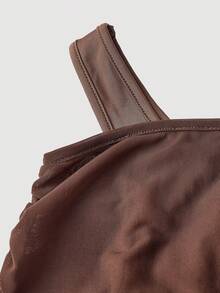 SHEIN MOD 2 chiếc áo thun tay chuông vai bất đối xứng màu nâu và đen - màu nâu - Xem 3