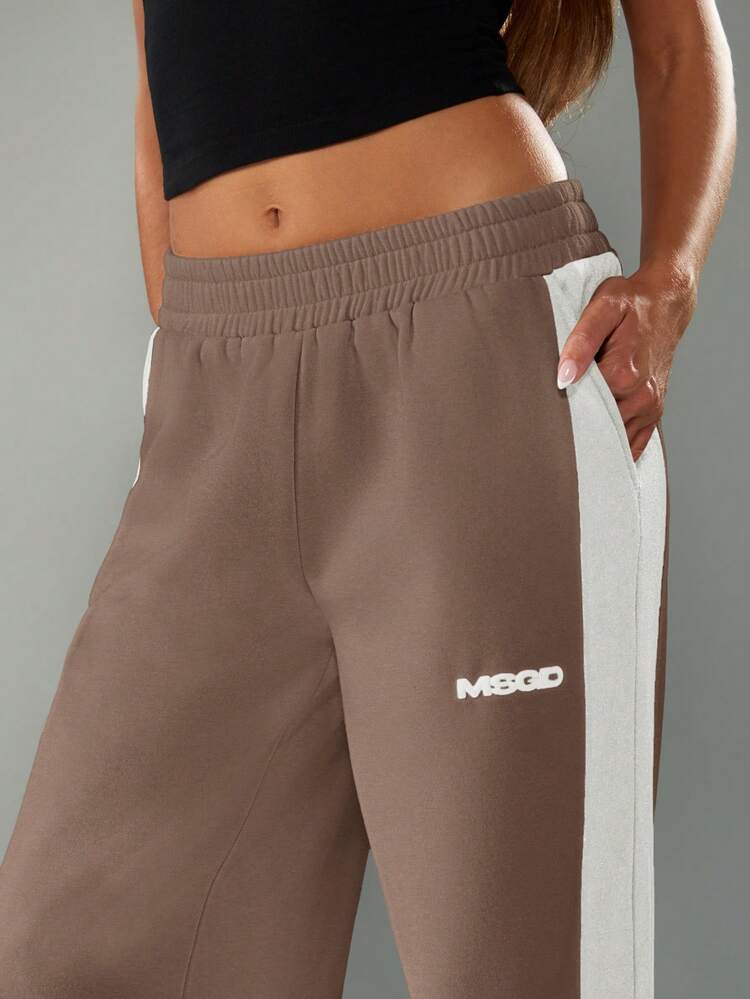 MISSGUIDED Wide Leg Sweatpants For Women Elastic Waistband Side Stripe Casual Joggers Fall Winter Loungewear