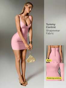 Nuvra Sexy Solid Color Knit Spaghetti Strap Sleeveless Mini Dress, Bodycon Party Holiday Dress For Women