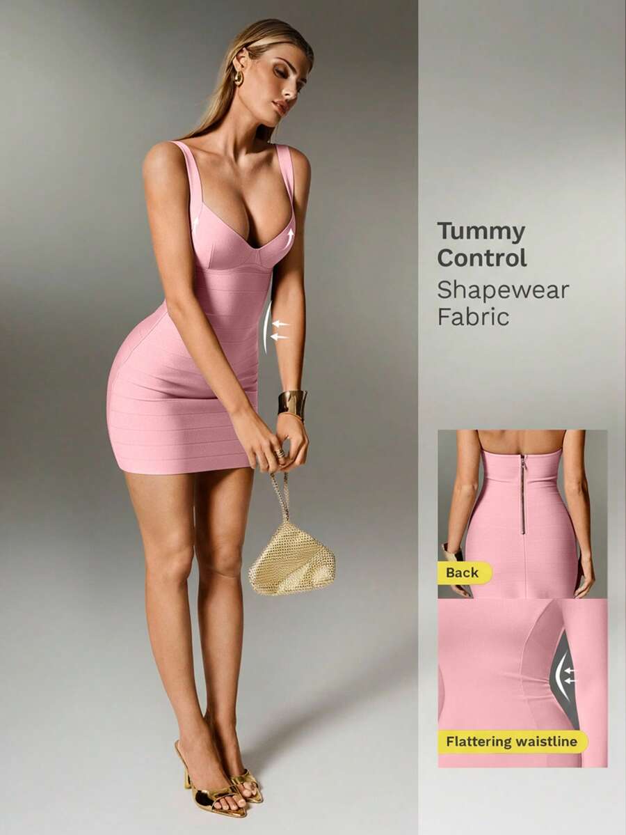 Nuvra Sexy Solid Color Knit Spaghetti Strap Sleeveless Mini Dress, Bodycon Party Holiday Dress For Women