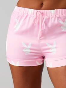 Missguided x Playboy Conjunto de camiseta y pantalones cortos con estampado de conejito navideño - Multicolor - Ver 5