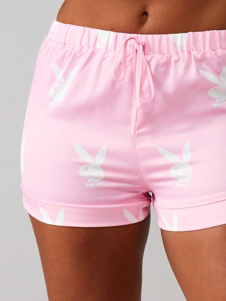 Missguided x Playboy Christmas Christmas Bunny Print Cami And Shorts Set