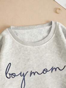 EMERY ROSE 女士休闲印花卫衣，花卉字母印花设计，浅灰色，适合秋季、冬季、返校季、街头摄影、高可见度、户外、日常、机场、假日、约会等场合。 - 淺灰色 - 查看 4