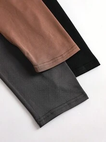 SHEIN Girlism 3pcs/Set Teen Girl Black Knit Skinny Casual Leggings