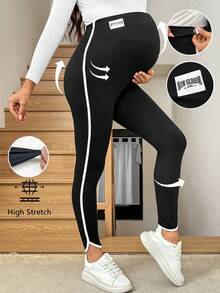 SHEIN Colanți casual cu talie elastică și litere pentru maternitate