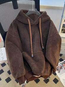 Rina Fox 大码女式纯色简约休闲卫衣 - 咖啡棕 - 查看 3