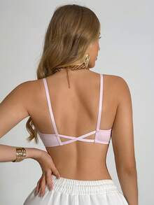 Soutien-gorge sans fil minimaliste et confortable rose pour femmes