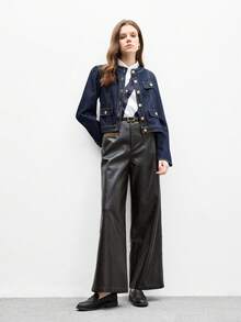 CUCCOO BIZCHIC Damen Neue Quadratische Zehenform Weiche Leder Loafer, Schwarz, Vielseitig für Pendeln und Arbeit - Schwarz - Übersicht 2