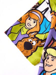 SCOOBY-DOO X SHEIN 男士加大码休闲度假风时尚街头印花翻领短袖宽松衬衫，夏季 - 彩色 - 查看 5
