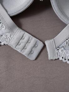 3pcs Women Solid Color Contrast Lace Fashion Lingerie Bra Set - Multicolor - View 6