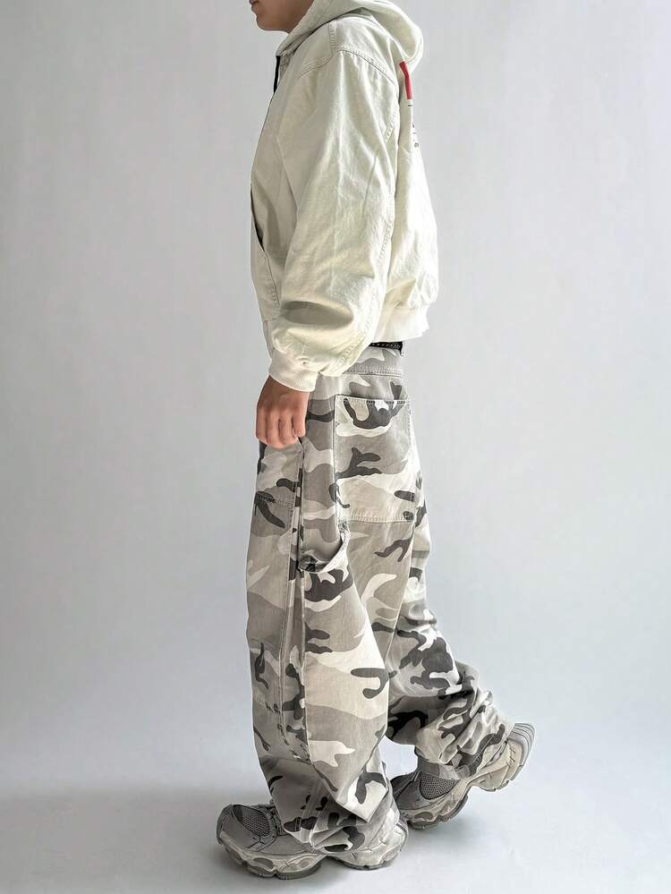 Men's Loose Fit Casual Camouflage Denim Jeans, Autumn