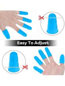 3 件硅胶手指保护套、手指保护套、热胶手指保护套、硅胶顶针、热胶手指保护套、指尖垫握把，适用于 DIY 金钱计数、整理、书写、分类任务、热胶和运动游戏（蓝色）