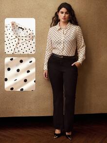 MOTF PREMIUM PLUS POLKA DOT PRINT LONG SLEEVE SHIRT - Apricot - View 8