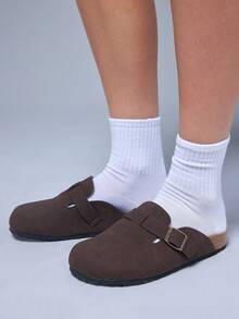 Solezae 女士经典舒适一脚蹬穆勒鞋 - 巧克力棕 - 查看 7