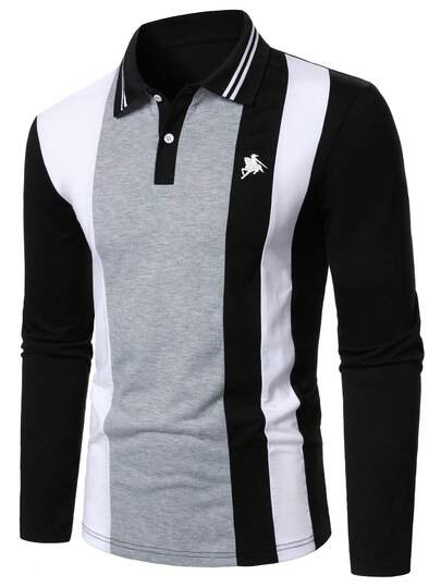 Manfinity Bizformal Camisa polo de manga larga de vestir casual para hombre