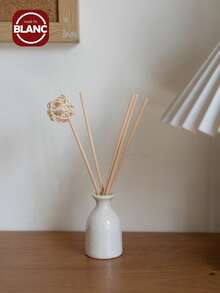 9件/1套，无焰家用香薰套装（1瓶芳香油+1个陶瓷瓶+5根藤条香薰棒+1个藤球+干花）持久留香，适用于卧室、书房、浴室、客厅