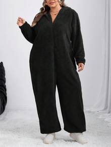 SHEIN CURVE+ 女士新款毛绒连体裤，适合家居服/秋冬