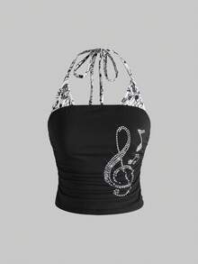 ROMWE Avant Shibuya Gyaru Y2K 2 合 1 女式背心 - 黑色 - 查看 1