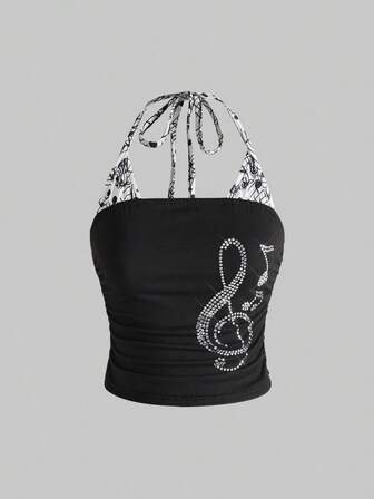 ROMWE Avant Shibuya Gyaru Y2K 2 In 1 Women Tank Top