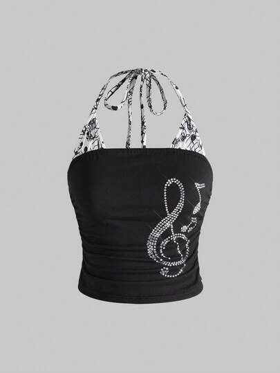 ROMWE Avant Shibuya Gyaru Y2K 2 In 1 Women Tank Top