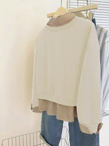 INAWLY Moletom feminino casual de manga comprida com ombros caídos