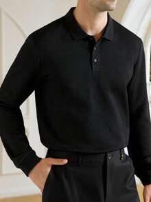 Calvornis Áo thun polo dài tay màu trơn cho nam, Áo thun polo họa tiết cho nam, Áo thun polo công sở cho nam, Áo thun polo cài cúc cho nam, Thích hợp để đi làm, Là món quà tuyệt vời cho bạn trai hoặc chồng Áo thun nam Áo thun polo dài tay cho nam Áo sơ mi cổ đen cho nam Áo sơ mi nam có cổ Áo sơ mi đen cho nam - màu đen - Xem 3