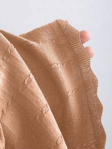 GlowEve Váy len ngắn tay dài màu xanh navy thanh lịch kiểu Pháp đầu thu, viền bèo nhún cổ điển, duyên dáng, thích hợp mặc đi làm - Màu Hồng  San hô - Xem 6