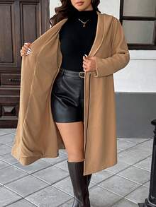 Easura Plus Size European And American New Overcoat, Loose Fit Mid-Length Windbreaker - Camel - View 8