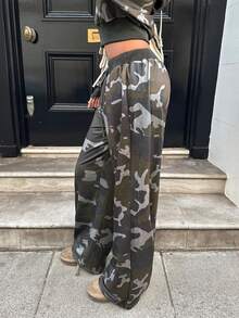StreetHx 2pcs Women Camouflage Print Cropped Fitted Sweatshirt + Sweatpants Set - Multicolor - View 7